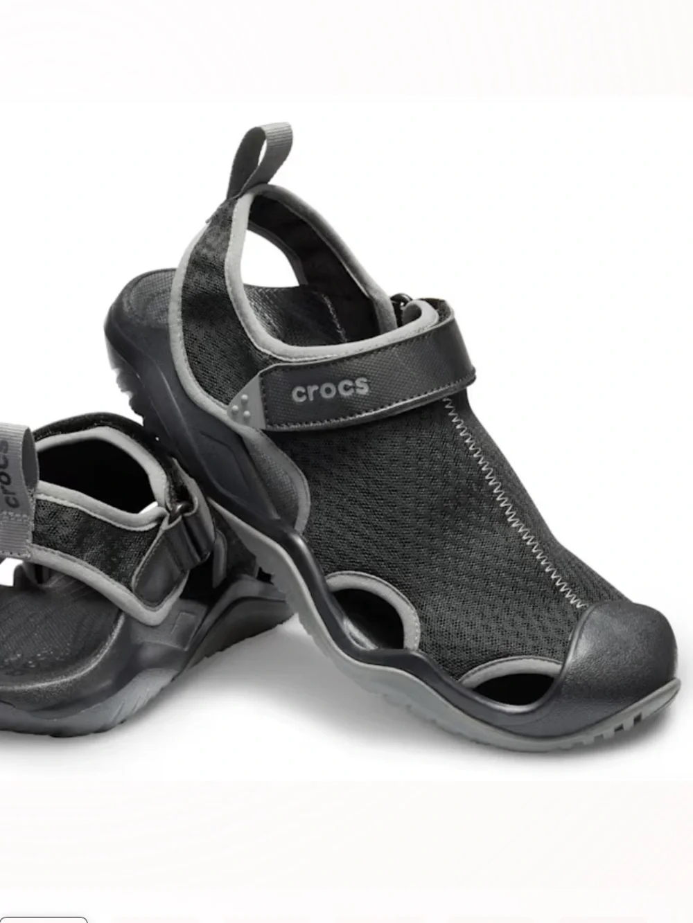 CROCS Swiftwater Mesh Deck Sandal Athletic Men’s Size 10 Black & Gray NEW
